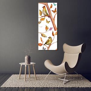 Vertikální Fotoobraz na skle Ptáci motýli listí osv-126221469