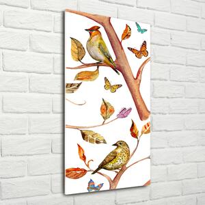 Vertikální Fotoobraz na skle Ptáci motýli listí osv-126221469