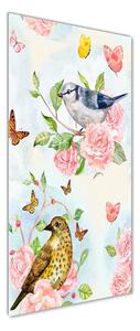 Vertikální Fotoobraz na skle Ptáci motýli růže osv-126222503