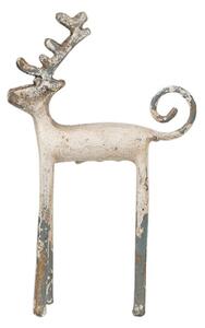 Šedo-bílý kovový dekorační stylizovaný jelen – 16x5x25 cm