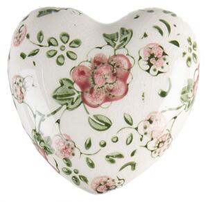 Keramické dekorační srdce s růžovými květy Lys M – 8x4 cm
