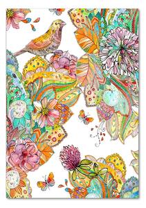 Vertikální Fotoobraz na skle Ptáci motýli květiny osv-132565544