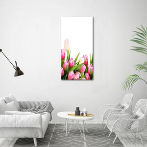 Vertikální Fotoobraz na skle Růžové tulipány osv-138798865