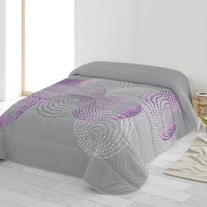 Přikrývka z mikrovlákna s potiskem kruhů 200g/m2 šedá/lila 140x200 cm