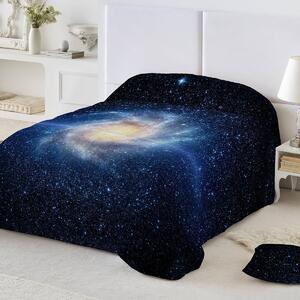 Přikrývka z mikrovlákna s potiskem Galaxie 200g/m2 modrá 140x200 cm