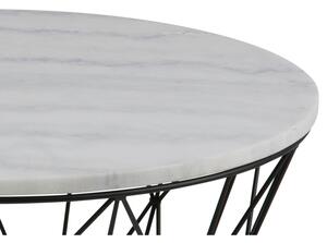 Konferenční stolek kulatý Mramorová deska Bílo - černý GLAMBY