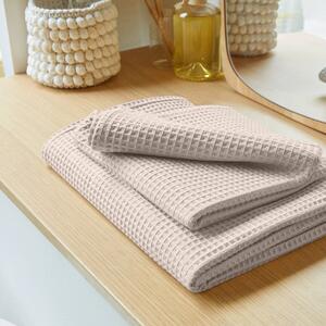 Koupelnový textil se vzorem včelích pláství 320g/m2 písková 70x140 cm