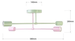 Přisazený lustr CAMBRIDGE 4xE27/15W/230V zelená/růžová