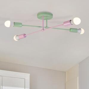 Přisazený lustr CAMBRIDGE 4xE27/15W/230V zelená/růžová