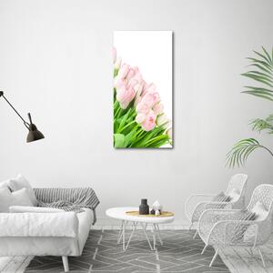 Vertikální Fotoobraz na skle Růžové tulipány osv-22467427