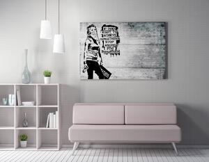 ASIR Obraz na plátně (50 x 70) Banksy Street Art – If you want to achieve Greatness, stop asking for Permission