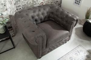 Křeslo CHESTERFIELD II 105 CM vintage šedé taupe mikrovlákno Nábytek | Obývací pokoj | Křesla | Všechna křesla
