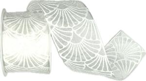 Stuha taftová ART DÉCO WHITE bílá průsvitná 40mm x 2m (15,-Kč/m)