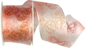 Stuha taftová PAPILLON ROSE průsvitná 40mm x 2m (15,-Kč/m)