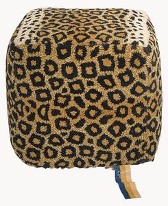 Ručně všívaný vlněný puf Leopard