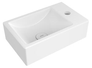BOCCHI Milano Mini - Umyvátko bez přepadu, otvor na baterii vpravo, 370x230 mm, bílá lesklá