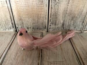 Růžový ptáček z peří