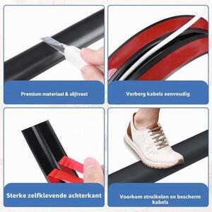 Ochrana kabelů pro podlahu, samolepicí, flexibilní kryty kabelů pro podlahu, PVC kanál pro kabely, organizér kabelů pro domácnost, kancelář, sklad (1 m x 5 cm, černá barva)