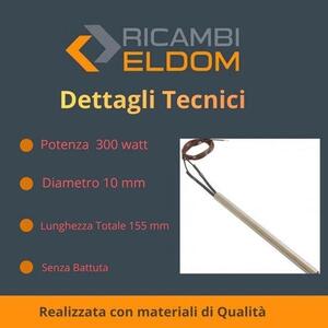 Topeníový prvek / svíčka na pelety - 300 W - Průměr 10 mm - Délka 155 mm - Náhrada na pelety a hořáky