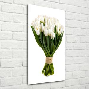 Vertikální Foto obraz fotografie na skle Bílé tulipány osv-40664213