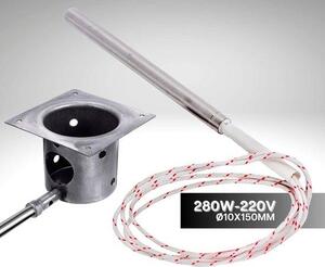 DOJA, průmyslový odpor pro peletové topení, průměr svíčky 10 mm, délka: 150 mm, 280 W, odpor pro peletové vytápění, topné odpory 220 V, peletové kamna