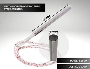 DOJA, průmyslový odpor pro peletové topení, průměr svíčky 10 mm, délka: 150 mm, 280 W, odpor pro peletové vytápění, topné odpory 220 V, peletové kamna