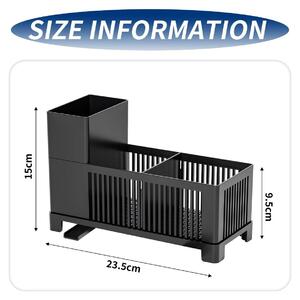 Organizér na kuchyňský dřez - Plastový - Odkapávací miska - Houbička, kartáč a dávkovač mýdla