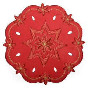 Vánoční dekorační ozdobný ubrousek MAGICAL XMAS vzor B, červená, Ø 30 cm