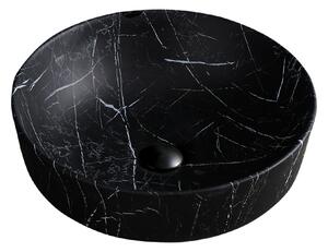 BPS-koupelny Keramické umyvadlo na desku FINO MTB MAR5 415 ⌀ 41,5 cm, černý mramor