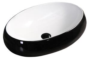 BPS-koupelny Keramické umyvadlo na desku CARI BL WH 600 60x40,5 cm, bílá/černá