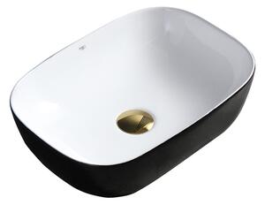 BPS-koupelny Keramické umyvadlo na desku MILO BL WH 455 45,5x32,5 cm, bílé/černé