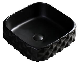 BPS-koupelny Keramické umyvadlo na desku PEARL MTB 400 40x40 cm, černé matné