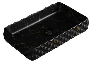 BPS-koupelny Keramické umyvadlo na desku PEARL MAR3 605 60,5x34 cm, černý mramor
