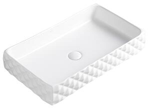 BPS-koupelny Keramické umyvadlo na desku PEARL WH 605 60,5x34 cm, bílé struktura