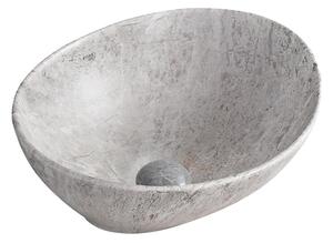BPS-koupelny Keramické umyvadlo na desku LUMO MAR2 405 40,5x33 cm, šedý mramor