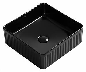 BPS-koupelny Keramické umyvadlo na desku AURA BL 375 37,5x37,5 cm, černé