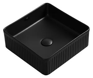 BPS-koupelny Keramické umyvadlo na desku AURA MTB 375 37,5x37,5 cm, černé mat