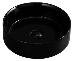 BPS-koupelny Keramické umyvadlo na desku LAVA BL 360 ø36 cm, černé lesk