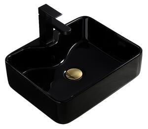 BPS-koupelny Keramické umyvadlo na desku ELISE BL 480 48x37 cm, černé lesklé
