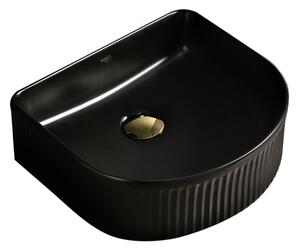 BPS-koupelny Keramické umyvadlo na desku FINO BL 400 40x35 cm, černé lesklé