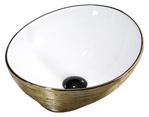 BPS-koupelny Keramické umyvadlo na desku LUMO GL BR 405 40,5x30 cm, bílé/zlaté