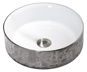 BPS-koupelny Keramické umyvadlo na desku LAVA WH SV MOD3 360 36x36 cm, bílé/stříbrné