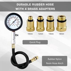 9 ks kompresní sada AUTO Gasolin motor kompresní tester 0-20 bar / 0-300 psi kompresní měřič se 4 adaptéry M10 M12 M14 M18 a svíčka zástrčka ester