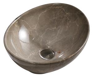 BPS-koupelny Keramické umyvadlo na desku LUMO MAR8 405 40,5x30 cm, hnědý mramor