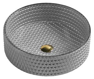 BPS-koupelny Skleněné umyvadlo na desku BRILLANT1 SV 400 40x12 cm, stříbrná mat