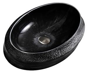 BPS-koupelny Keramické umyvadlo na desku STAR BL SV 600 60x40 cm, černo / stříbrné
