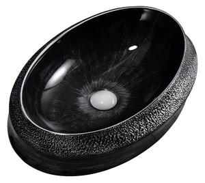 BPS-koupelny Keramické umyvadlo na desku STAR BL SV 600 60x40 cm, černo / stříbrné