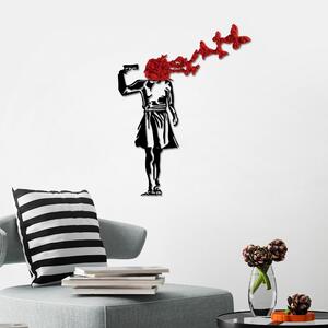 ASIR Nástěnná dekorace kovová BANKSY Znovu narození, černá a červená
