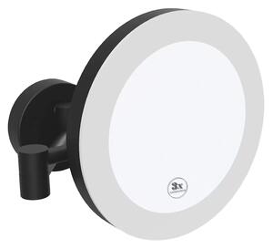 SAPHO - X-ROUND BLACK kosmetické zrcátko závěsné LED, Ø 200, černá mat XR016B
