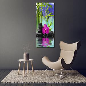 Vertikální Fotoobraz na skle Orchidej a bambus osv-54557063